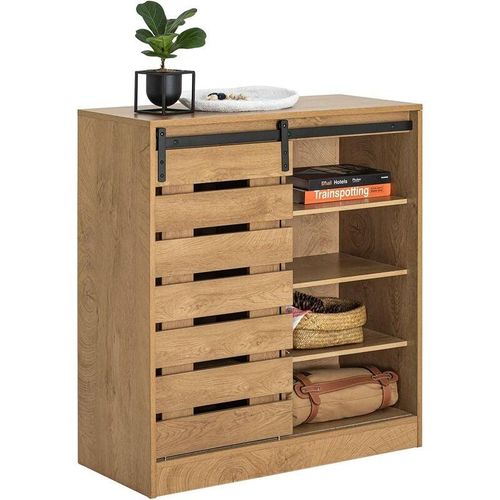 4251388624692 - Sobuy - FSB65-N Sideboard Schuhschrank mit Schiebetür Kommode Schrank Küchenschrank Flurschrank Lowboard Aufbewahrungsschrank Buffet Natur bht ca