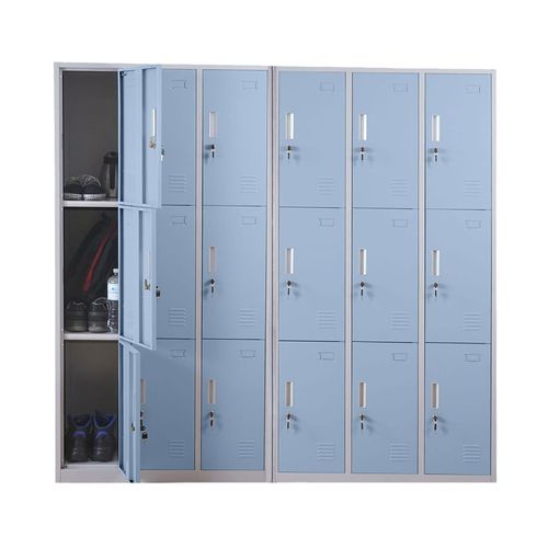 4057651166056 - Schließfach Preston T829 Schließfachschrank Wertfachschrank Spind Metall 9 Fächer blau