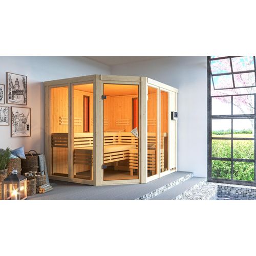 4010090937021 - Karibu Infrarot Kombisauna Lene plus mit 9kW Bio-Ofen Steuergerät und Infrarotstrahlern naturbelassen 4010090937021 - Karibu Infrarot Kombisauna Lene plus mit 9kW Bio-Ofen Steuergerät und Infrarotstrahlern naturbelassen