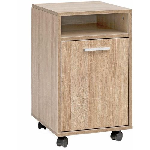 4250950288515 - Rollcontainer SV51848 Holz 33x60x38cm Schubladenschrank Büro Container Schreibtischcontainer mit Tür & Ablage Bürocontainer Beistellcontainer mit