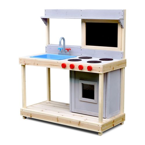 4260360011634 - Coemo - Spielküche Noah Outdoor Holz Spülbecken Kreidetafel Matschküche Garten Terrasse - Grau 4260360011634 - Coemo - Spielküche Noah Outdoor Holz Spülbecken Kreidetafel Matschküche Garten Terrasse - Grau