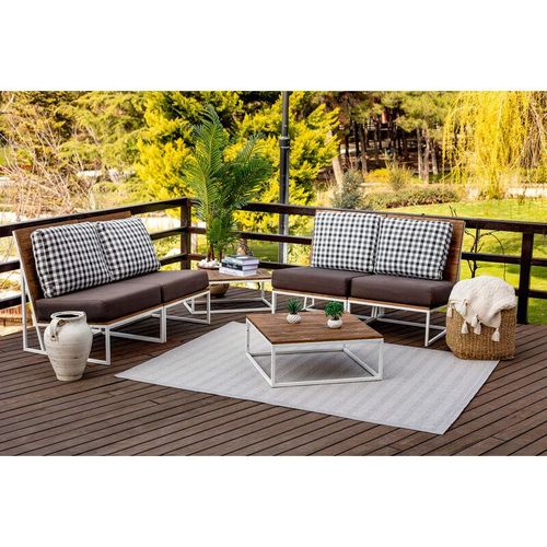 0889292546614 - Surya - Teppich Outdoor Indoor Terrasse Balkon Modernes Skandi Design Grau und Elfenbein 120 x 170 cm