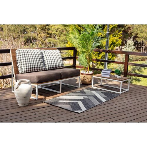 0889292546447 - Surya - Teppich Outdoor Indoor Terrasse Balkon Modernes Skandi Design Grau und Elfenbein 80 x 150 cm