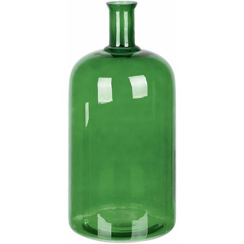 4251682286602 - Beliani - Blumenvase Grün 45 cm aus Glas mit glänzender Oberfläche Wohnartikel Wohnung Zubehör Dekogefäß Rund Modern Glamourös - Grün