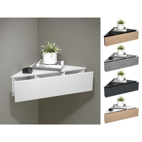 4051814419003 - Holz Wandschublade Nachtschrank Wandboard Eckregal Schublade Konsole Nachttisch Usal S (Farbe Weiß)
