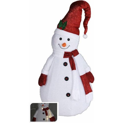 4262371532108 - Spetebo - xxl Stoff Schneemann beleuchtet - 140 cm   20 led - Garten Deko Figur mit Timer Funktion Batterie betrieben