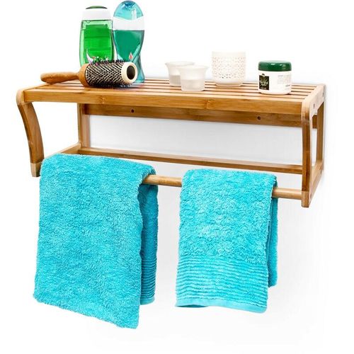 4052025140700 - Relaxdays - Wandregal mit Handtuchstange aus Bambus hbt 20 x 60 x 26 cm Badregal zur Wandmontage als Handtuchhalter mit Ablage Wandhandtuchhalter aus 4052025140700 - Relaxdays - Wandregal mit Handtuchstange aus Bambus hbt 20 x 60 x 26 cm Badregal zur Wandmontage als Handtuchhalter mit Ablage Wandhandtuchhalter aus