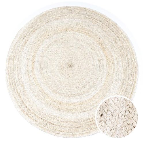 4061981168093 - Teppich Rund Wohnzimmer Jute Boho Ethno Muster Modern Handgefertigt Naturteppich Weiß 120 cm Rund - Paco Home 4061981168093 - Teppich Rund Wohnzimmer Jute Boho Ethno Muster Modern Handgefertigt Naturteppich Weiß 120 cm Rund - Paco Home
