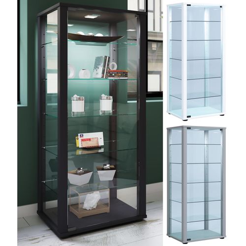 4051814409028 - Glasvitrine stehend Vitrine Glas mit ESG-Sicherheitsglas Maße ca H 115 x B 50 x T 38 cm Standvitrine Glas Modern und platzsparend Glas Vitrinenschrank – Kavisa L