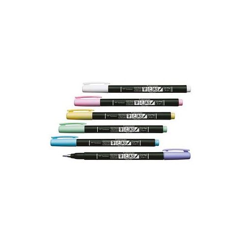 4003198111745 - Tombow Brush Pen Fudenosuke pastell für schwarzen Untergrund 6 Stück