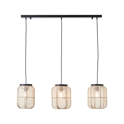 4004353397028 - Lampe Tannah Pendelleuchte 3flg schwarz natur 3x A60 E27 52W Kabel kürzbar   in der Höhe einstellbar - braun - Brilliant