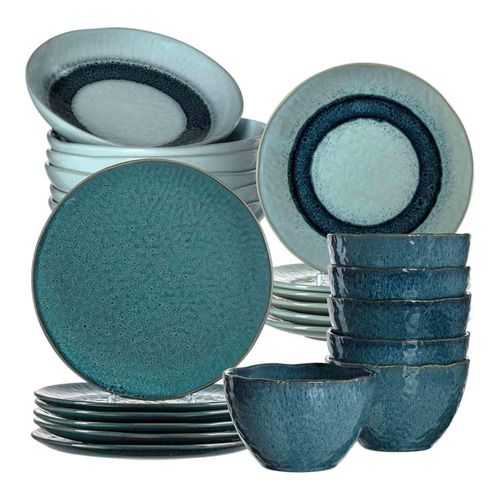 4002541260598 - Geschirrset MATERA 24-teilig blau Keramik