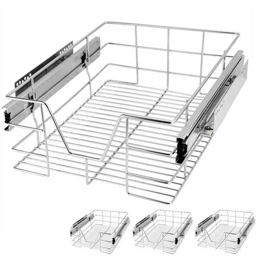 4250525396058 - Küchenschublade 30 40 50 60cm Vollauszug 25kg Belastbar Montagematerial Verchromt Küche Kleiderschrank Teleskopschublade verschiedene Sets 30cm4er