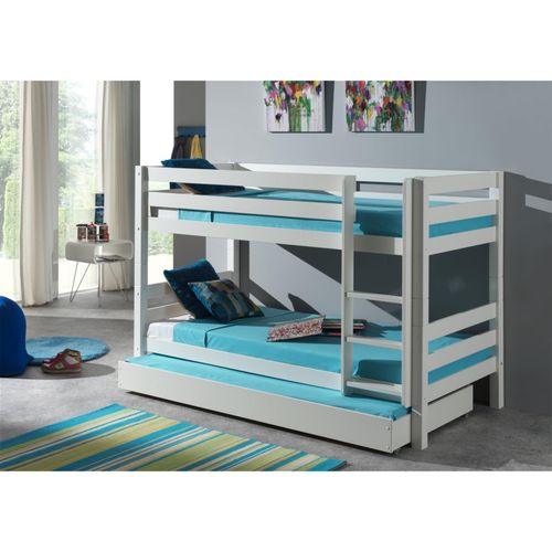 5420070212717 - Les Tendances - Kinderzimmer Etagenbett mit Bettkasten PINOO-12 in Kiefer massiv weiß lackiert b h t ca 210 140 105 cm