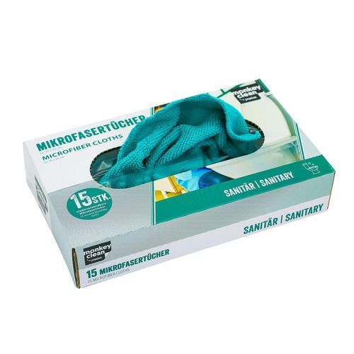 9120106129502 - MONKEY CLEAN® Premium Mikrofasertücher I Staubtuch I Poliertuch I Geschirrtuch I Wischtuch I Gläsertuch • wiederverwendbar • Universell Einsetzbar • 30 x 23 cm • 15er u 50er Boxen