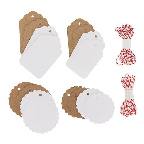 4058896329060 - Geschenkanhänger Mix weiß & kraft 4–7 cm 24 Stück