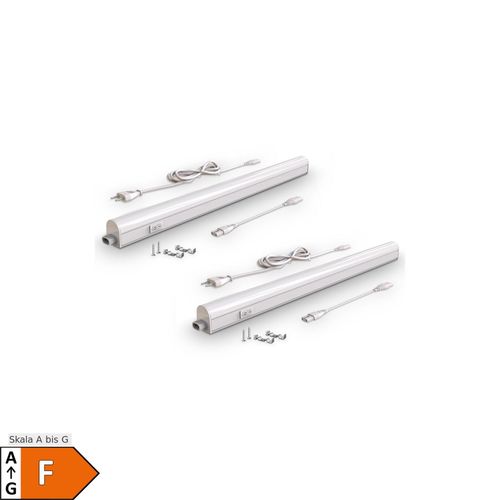 4057722008605 - Bklicht - 2 led Unterbauleuchte Lampe 8W 57cm Lichtleiste Schalter 230V Küche Schrank weiß
