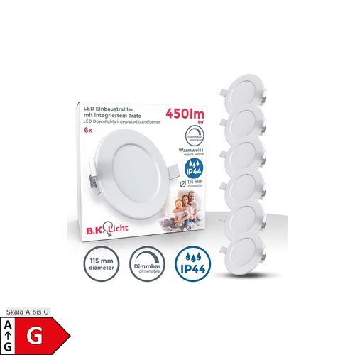 4057722004010 - Bklicht - 6x led Einbauspots Bad Strahler Einbauleuchten weiß dimmbar Deckenspots IP44 - 50 4057722004010 - Bklicht - 6x led Einbauspots Bad Strahler Einbauleuchten weiß dimmbar Deckenspots IP44 - 50
