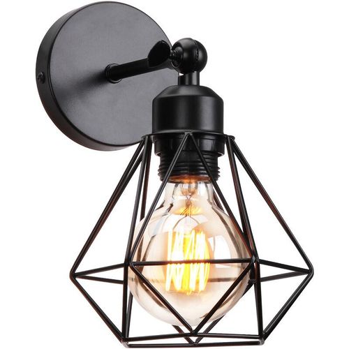 5704142141793 - Vintage Wandlampe 180° Drehbar E27 Retro Industrielle Innenbeleuchtung Wandleuchten für Wohnzimmer Schlafzimmer - Schwarz