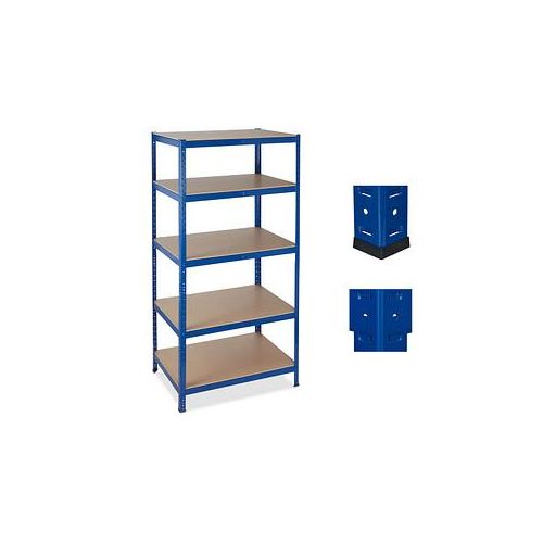 4052025267544 - Schwerlastregal 5 Ebenen Traglast 1325 kg Steckregal Keller Garage Werkstatt 180x90x60 Metall MDF blau - Relaxdays