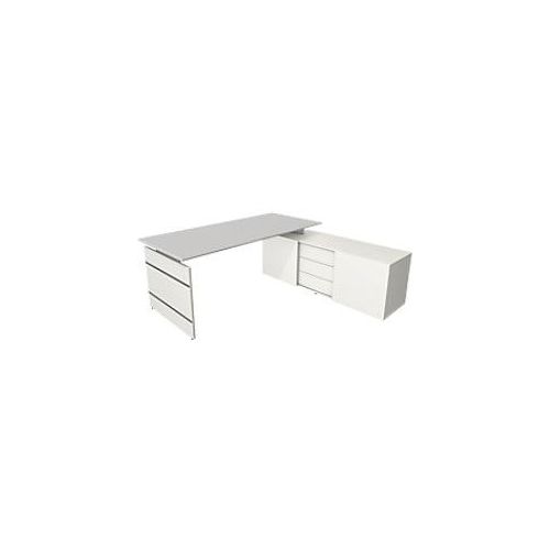4044917440944 - Form 4 Eckschreibtisch Ecke Hellgrau Wange 3 Schübe 1950 (B) x 1770 (T) x 740 (H) mm 4044917440944 - Form 4 Eckschreibtisch Ecke Hellgrau Wange 3 Schübe 1950 (B) x 1770 (T) x 740 (H) mm