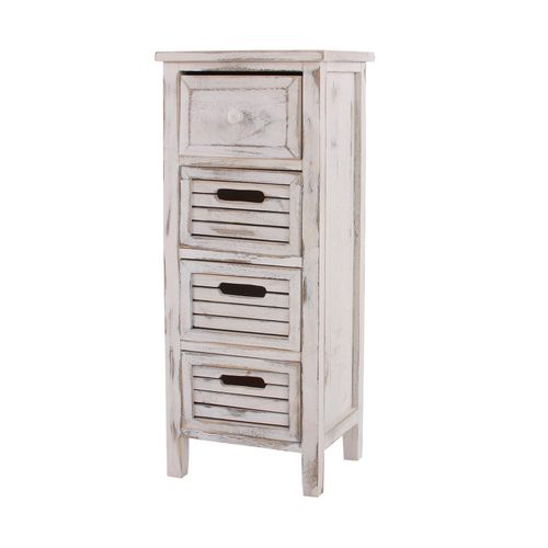 4052826028320 - Kommode H18 Schubladenschrank Schrank 4 Schubladen 74x30x25cm Shabby-Look Vintage ~ weiß