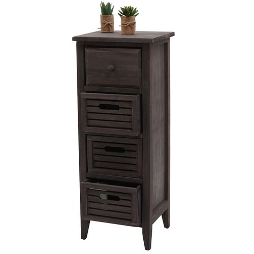 4057651540849 - Kommode H18 Schubladenschrank Schrank 4 Schubladen 74x30x25cm Shabby-Look Vintage ~ grau-braun