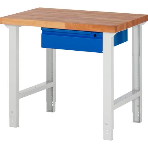 4040376136831 - Werkbank BxTxH 1000x700x790-1140 mm Platte Buche 40 mm 40 mm 1 Hängeschublade 150 mm ral 7035 5010 4040376136831 - Werkbank BxTxH 1000x700x790-1140 mm Platte Buche 40 mm 40 mm 1 Hängeschublade 150 mm ral 7035 5010