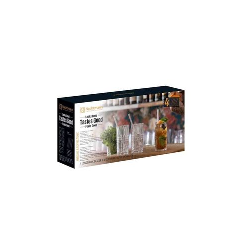 4003762280198 - 4er-Set Longdrink-Gläser + Glas-Trinkhalme TASTES GOOD 4003762280198 - 4er-Set Longdrink-Gläser + Glas-Trinkhalme TASTES GOOD