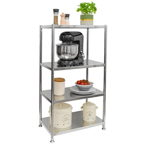 4057216045291 - Shelfr - 4 Ebenen Edelstahl Regal - 61x36x113 Schwerlastregal bis 60kg Metallregal Küche - silber