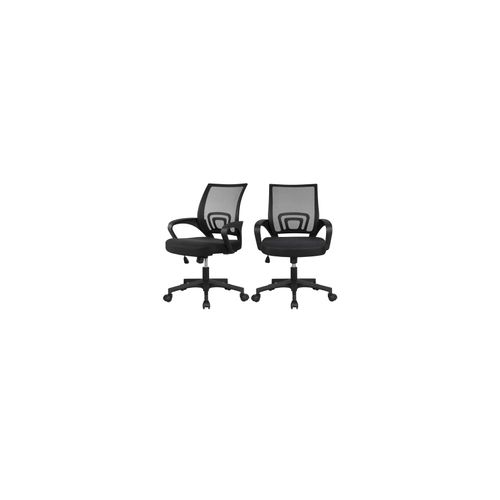 4059852825480 - 2x Bürostuhl ergonomischer Drehstuhl mit Netzrücken Bürodrehstuhl Office Chair Höhenverstellung und Wippfunktion Schwarz