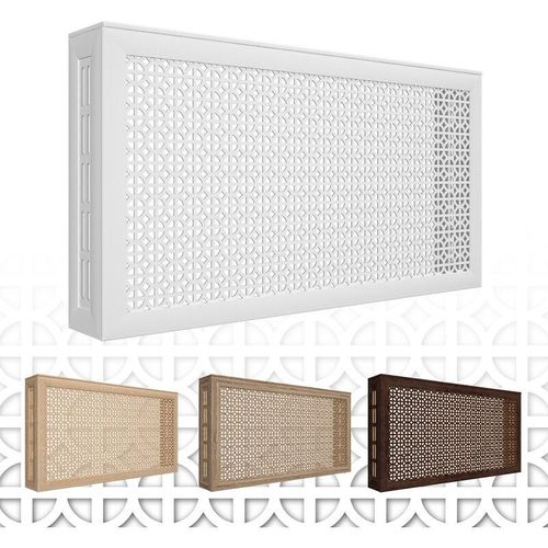 4251874652666 - Hexim - Heizkörperverkleidung Susanna Lüftungsgitter Landhausstil hdf mdf Holz foliert 90 120cm - Stella Kollektion Weiß Frontblende - 120x60cm