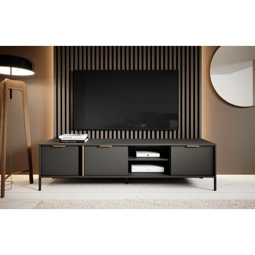 5905351247645 - FURNIX TV-Kommode LARSONS 203F 3D Fernsehschrank 3 Flügeltüren Anthrazit