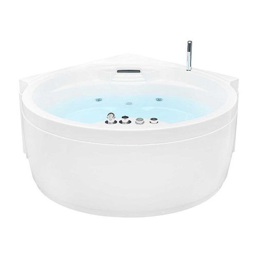 4058166241795 - Whirlpool - galos - Weiß Maße 149 x 149 x 64 cm - inkl Wasserfall Lichttherapie und Handbrause i Eckwanne für 2 Personen Indoor Badewanne - Home