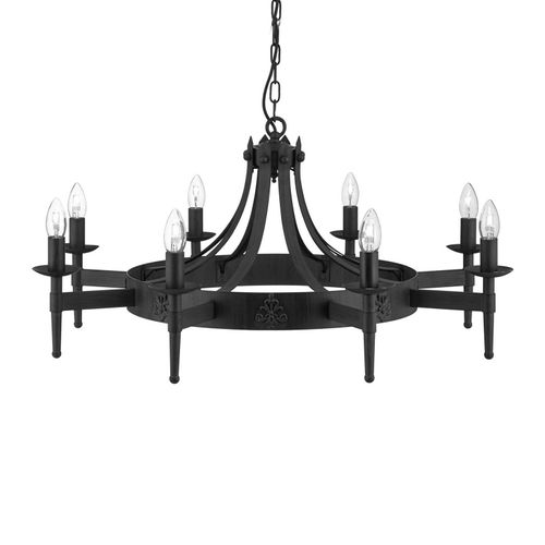 5053423018553 - Cartwheel - 8 Light Chandelier Black Finish E14 - Searchlight