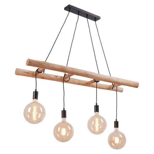 4043689966577 - 4er Pendelleuchte Edgar schwarz-holz 120 x 30 cm E27 60 w Pendelleuchte - Leuchten Direkt