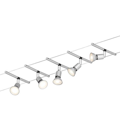 4000870941454 - 94145 Seilsystem Salt Chrom matt mit 5 Spots ohne Leuchtmittel max 10W GU53 - Paulmann