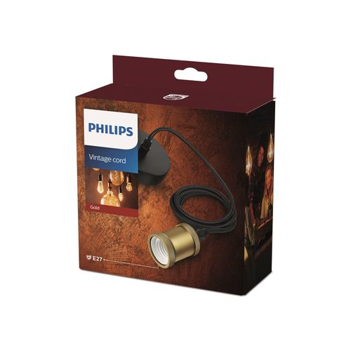 8718696167779 - Philips Vintage Schnurpendel E27 Fass Gold Baldachin Schwarz-