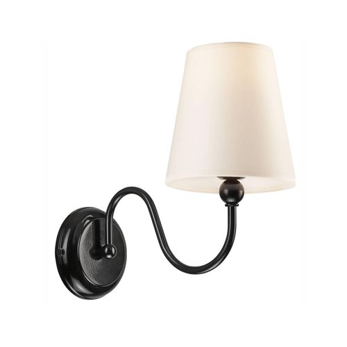 5907687422321 - Lamkur Lighting - Lamkur Bouli Wandleuchte mit Schirm mit Stoffschirm schwarz 1x E27