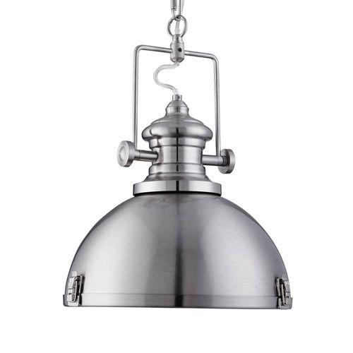 5053423050904 - Industrial - 1 Light Dome Deckenanhänger Satin Silber mit Acryldiffusor E27 - Searchlight