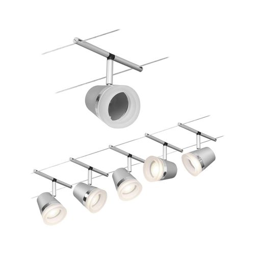 4000870944592 - 94459 Seilsystem Set Cone Chrom mattChrom 5 Spots ohne Leuchtmittel max5xW GU53 dc 60VA - Paulmann