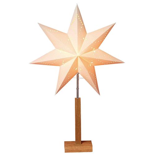 7391482232014 - Star Trading Deutschland Gmbh - Star 232-01 Karo Stern auf Holzständer Papier beige Eiche 70 x 43 cm