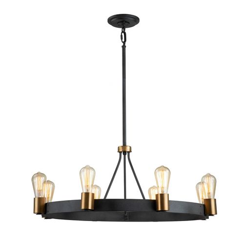 5024005590118 - Elstead - Lighting QN-SILAS-8P-DZ quintiesse Hängeleuchte Silas E27 8x40W Stahl Altzink & Messing H463cm-1225cm Ø829cm dimmbar höhenverstellbar