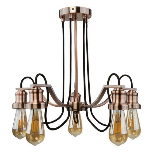 5053423077017 - Oliva - 5 Light Chandelier Black Chrom-Finish E27 - Searchlight