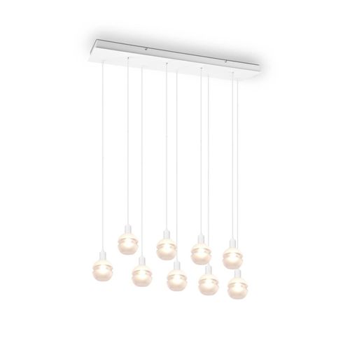 4017807538489 - Pendelleuchte MELA Industrial 9 flammig Weiß mit Milchglas Breite 102cm