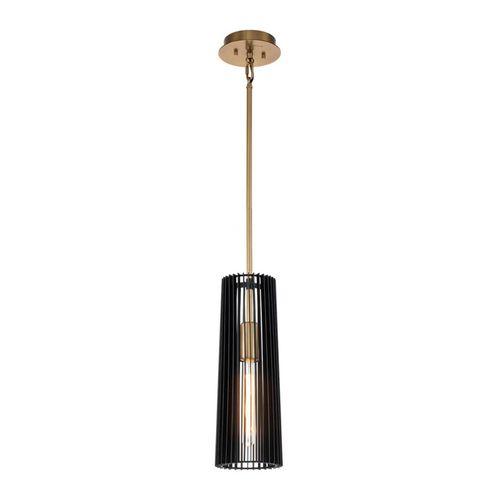 5024005586913 - Elstead - Lighting qn-linara-p-bk quintiesse Hängeleuchte Linara E27 1x40W Stahl Messing schwarz H585cm-1499cm Ø152cm dimmbar höhenverstellbar