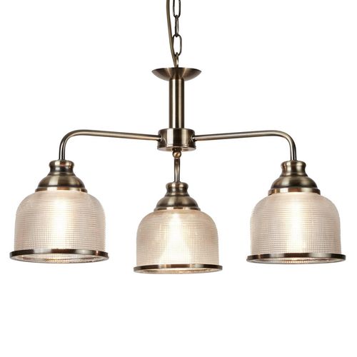 5053423095127 - Bistro - 3 Light Multi Arm Deckenanhänger Weiß Antik Messing E27 - Searchlight