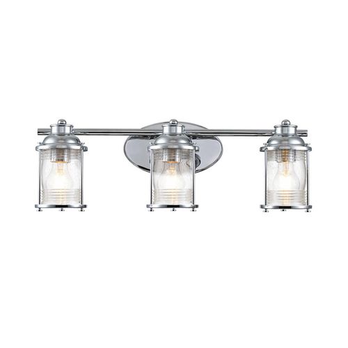 5024005577416 - Elstead Lighting QN-ASHLANDBAY3-PC-BATH QUINTIESSE Wandleuchte Ashland Bay E27 3x40W IP44 Chrom poliert geripptes Glas klar H206cm B61cm dimmbar