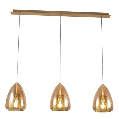 8019282533153 - Fabas Luce Lighting - Fabas Luce Britton Straight Bar Pendel-Deckenleuchte Bernsteinglas E27