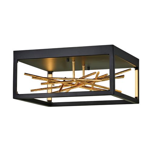 5024005590910 - Lighting qn-styx-led-f-bg quintiesse Deckenleuchte Styx led 8W 3000K Stahl schwarz vergoldet L46cm H22cm B46cm - Elstead